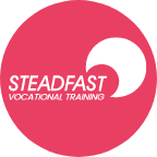 Pink circle with the Steadfast logo inside