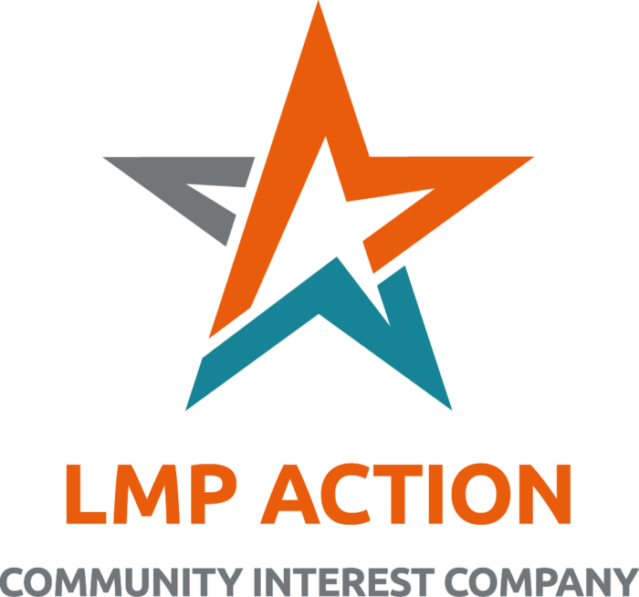 Star logo for LMP Action in orange and teal