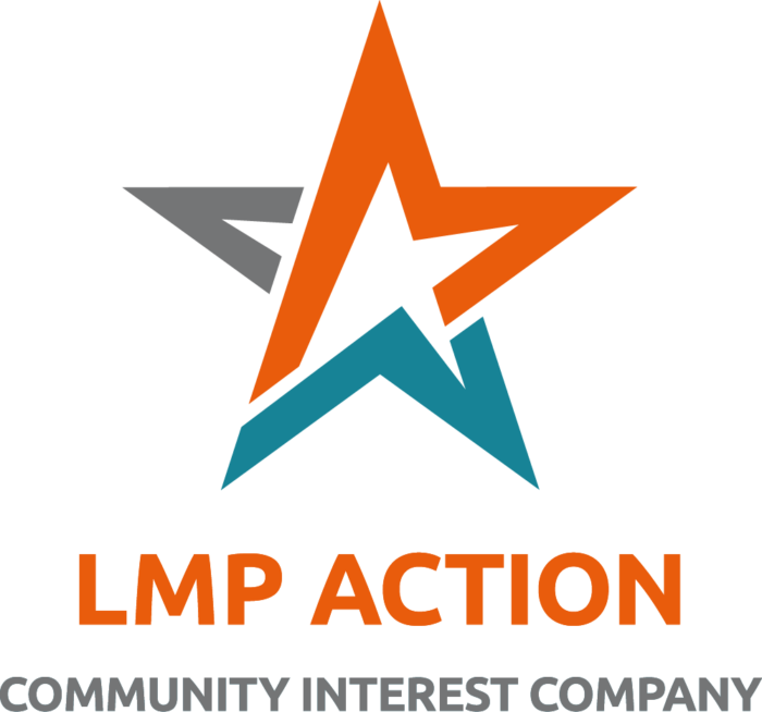 Star logo for LMP Action in orange and teal