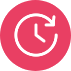 pink circle with a stopwatch in the middle
