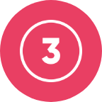 Pink circle with the number 3 in the middle
