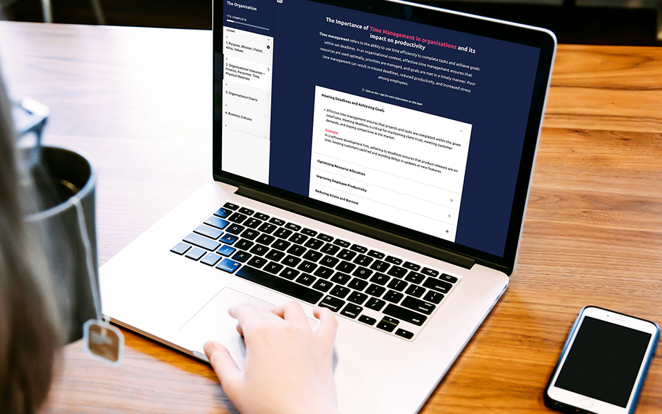 Student working on a school administration course