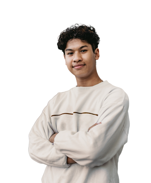 Teenage boy with arms crossed