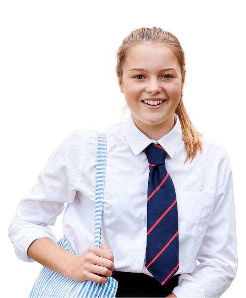 Teenage girl wearing a school uniform