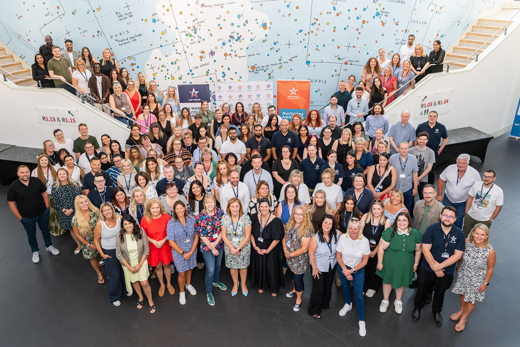 Whole company photo of LMP Group staff